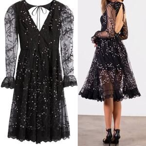 HELSI Ella Embroidered Long Sleeve Midi Dress L